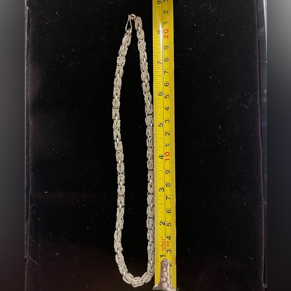VTG Decorative White Metal Byzantine Style Necklace chain USSR 1970 SZ 17” - Picture 4 of 5